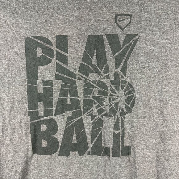 Nike Mens Play Hardball Graphic T-Shirt Size XXL Gray Cotton Blend - Picture 1 of 5